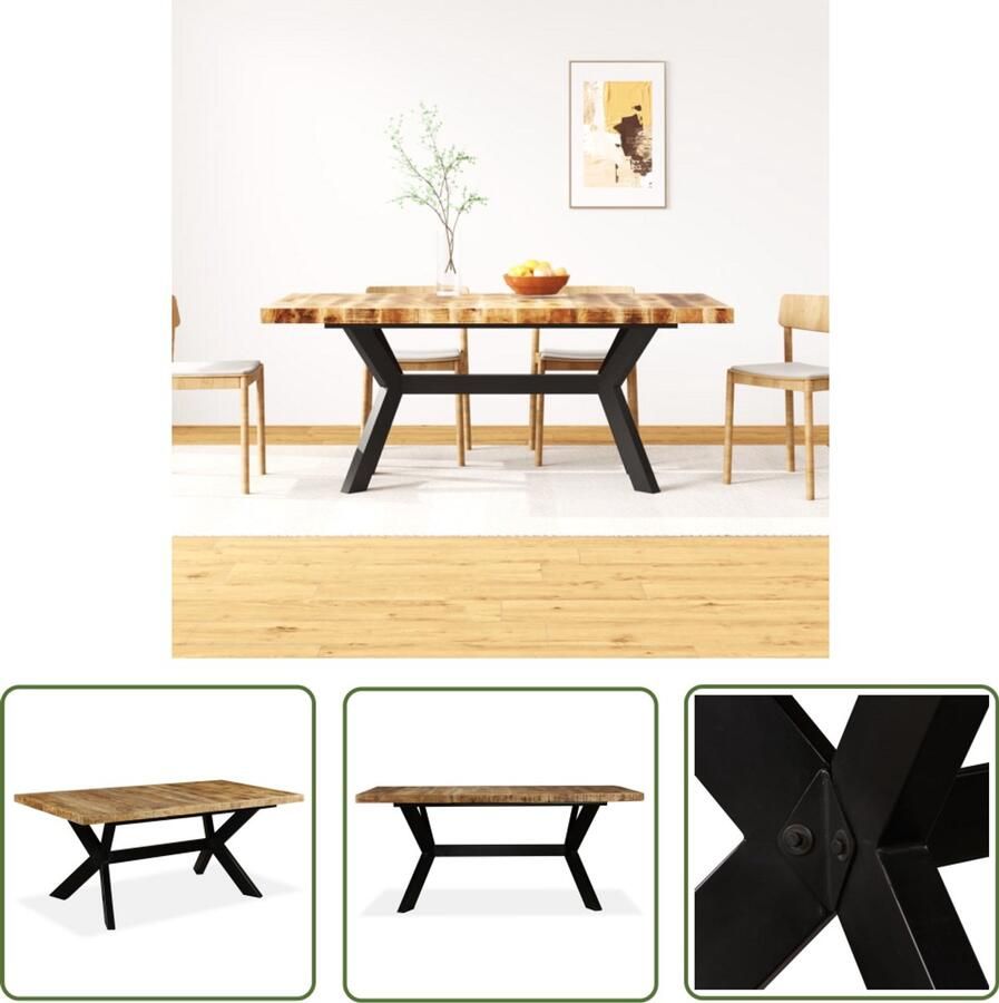 VidaXL Eettafel Mangohout 180 cm Industrieel Design Eetkamertafel Industrieel Design Mangohout Houten Tafel Salontafel Industriele Meubelen Vintage Tafel - Foto 2