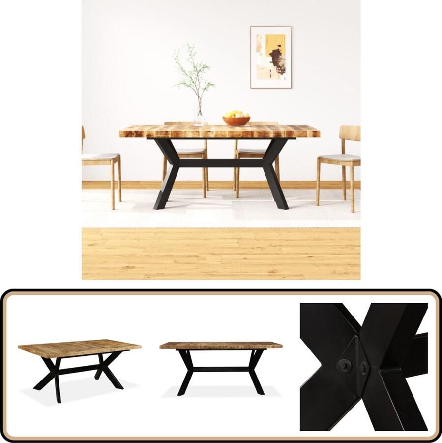 VidaXL Eettafel Mangohout 180 cm Industrieel Design Eetkamertafel Industrieel Design Mangohout Houten Tafel Salontafel Industriele Meubelen Vintage Tafel