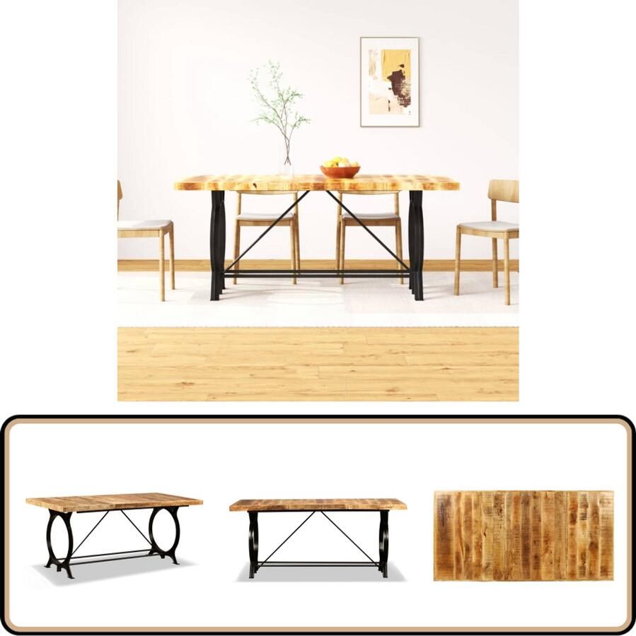 VidaXL Eettafel Mangohout 180x90x77 cm Industrieel Eetkamertafel Mangohout Eettafel Industrieel Design Retro Eettafel Vintage Eettafel