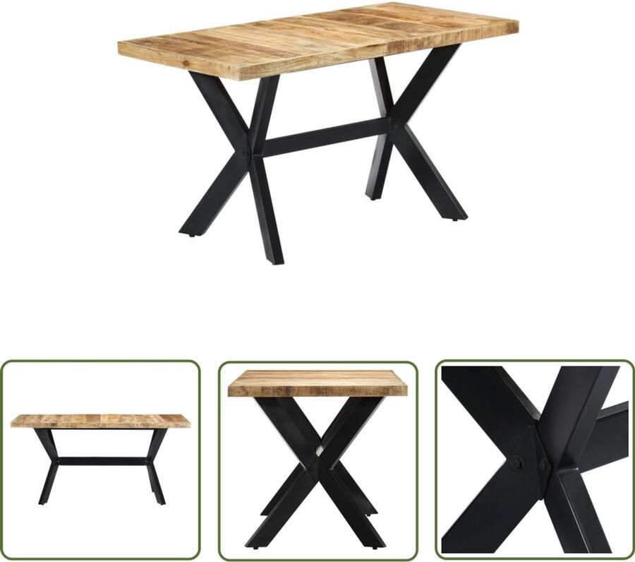 VidaXL Eettafel Mangohout Industrieel 140x70x75 cm Eetkamertafel Industrieel Design Mangohout Vintage Tafel Retro Meubilair Salontafel Industriele Decoratie