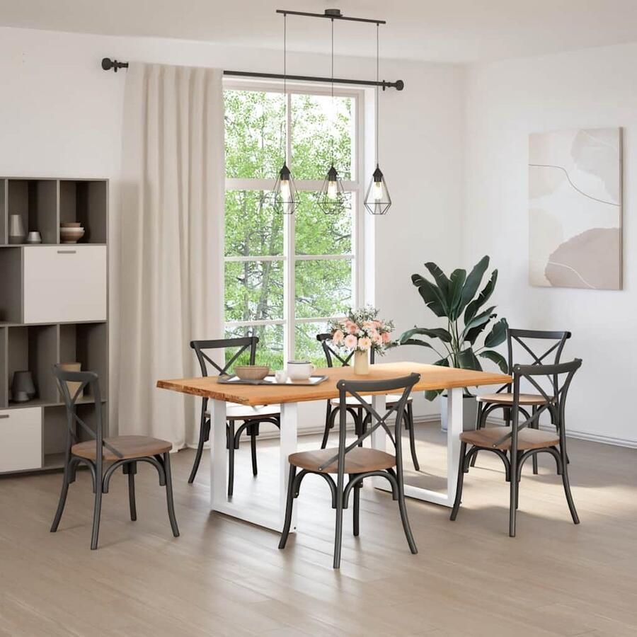 VidaXL Eettafel Massief Eikenhout 180x100x74 cm Eettafel Houten Tafel Eikentafel Salontafel Diningtable Keukenmeubilair Massief Eikenhout Landelijke Tafel Industriële Tafel