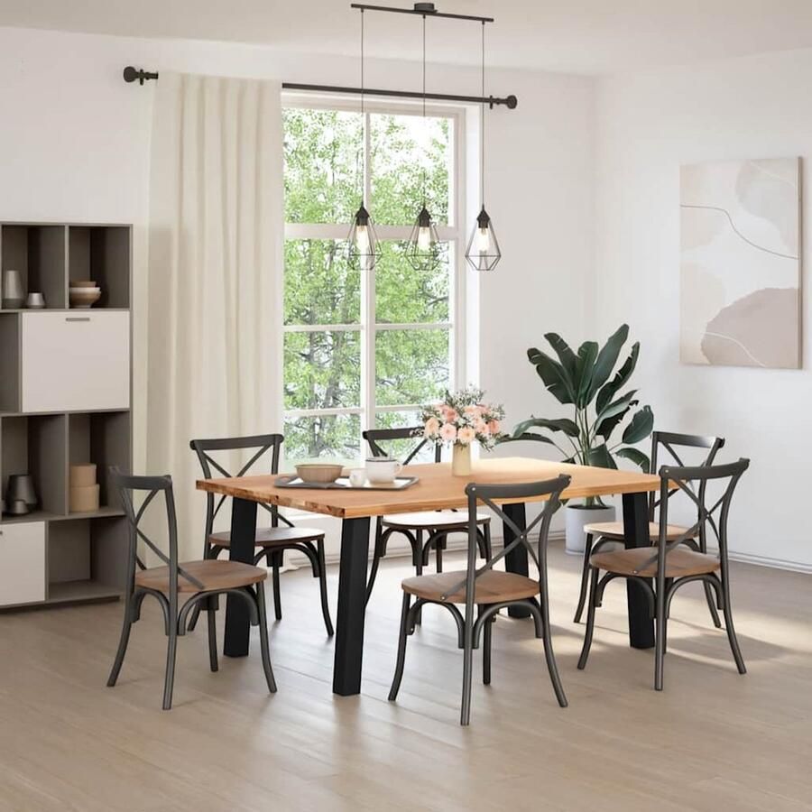 VidaXL Eettafel Massief Eikenhout 180x120x74 cm Eetkamertafel Eikenhouten Tafel Salontafel Grote Tafel Rechte Tafel Industriële Tafel Landelijke Tafel Design Tafel