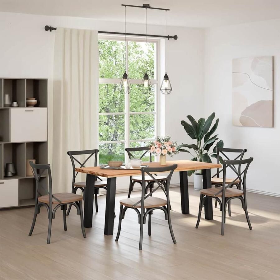 VidaXL Eettafel Massief Eikenhout 180x80cm Eettafel Eettafels Eetkamertafel Keukentafel