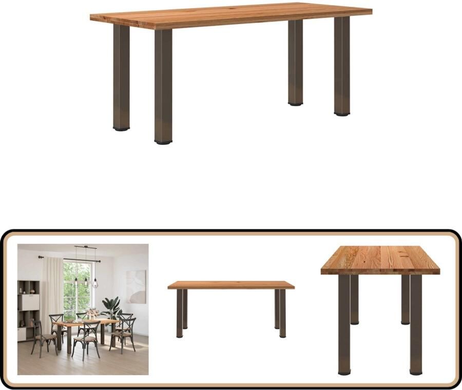 VidaXL Eettafel Massief Eikenhout 180x80x74 cm Eettafel Eettafels Eetkamertafel Keukentafel