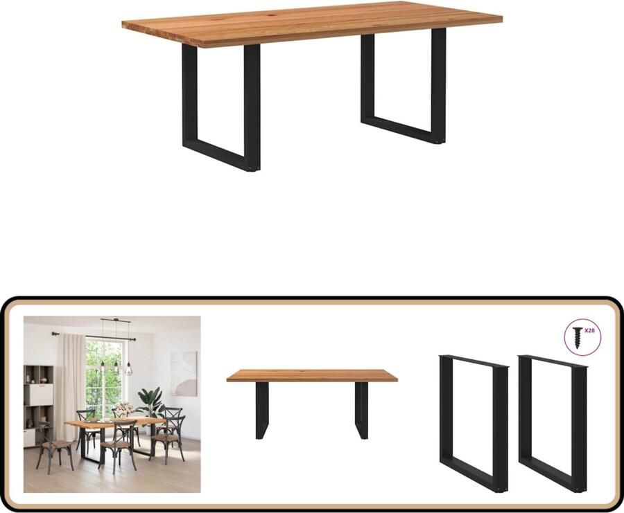 VidaXL Eettafel Massief Eikenhout 200x100 cm Eettafel Eettafels Eetkamertafel Keukentafel