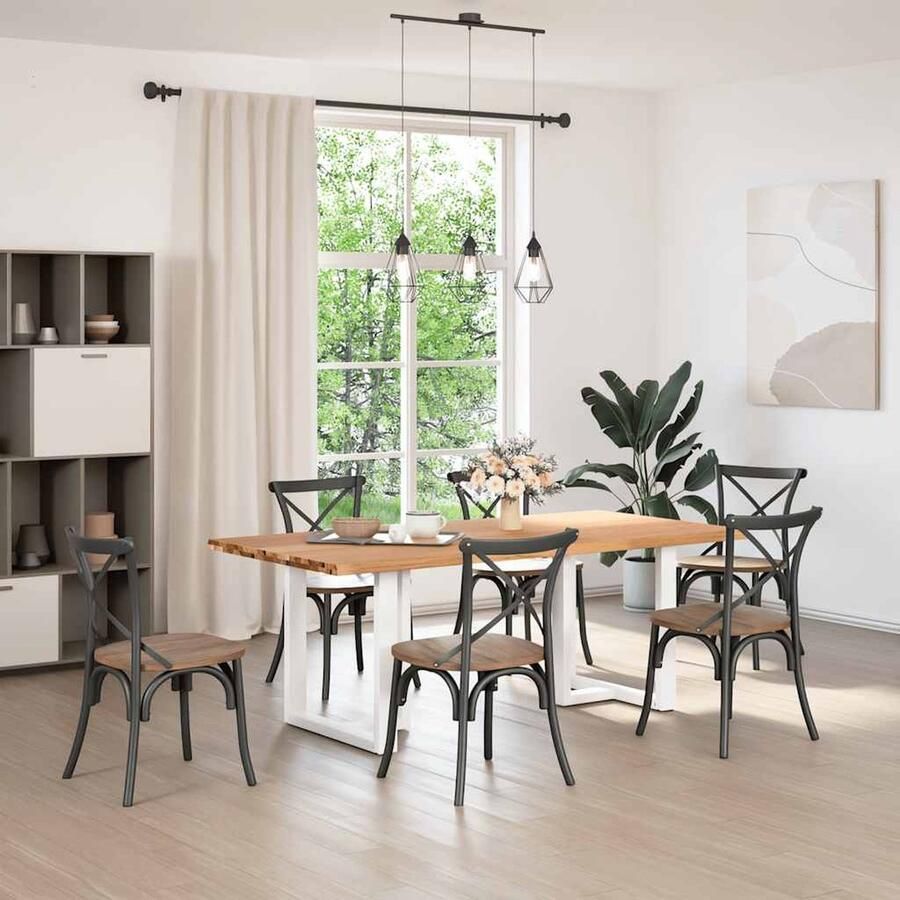 VidaXL Eettafel Massief Eikenhout 200x100x74 cm Eetkamertafel Eikenhouten Tafel Salontafel Grote Tafel Rechte Tafel Landelijke Tafel Industriële Tafel Design Tafel