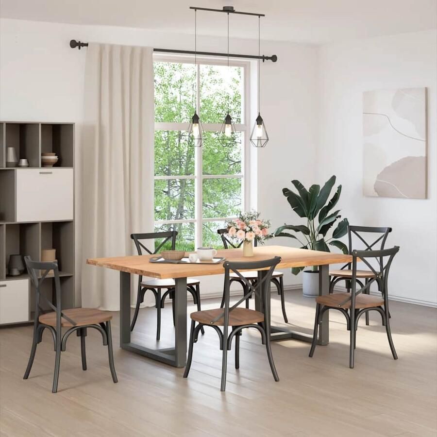VidaXL Eettafel Massief Eikenhout 200x120x74 cm Eettafel Houten Tafel Salontafel Diningtable Keukenmeubilair Massief Eikenhout Landelijke Stijl Moderne Eettafel Grote Eettafel