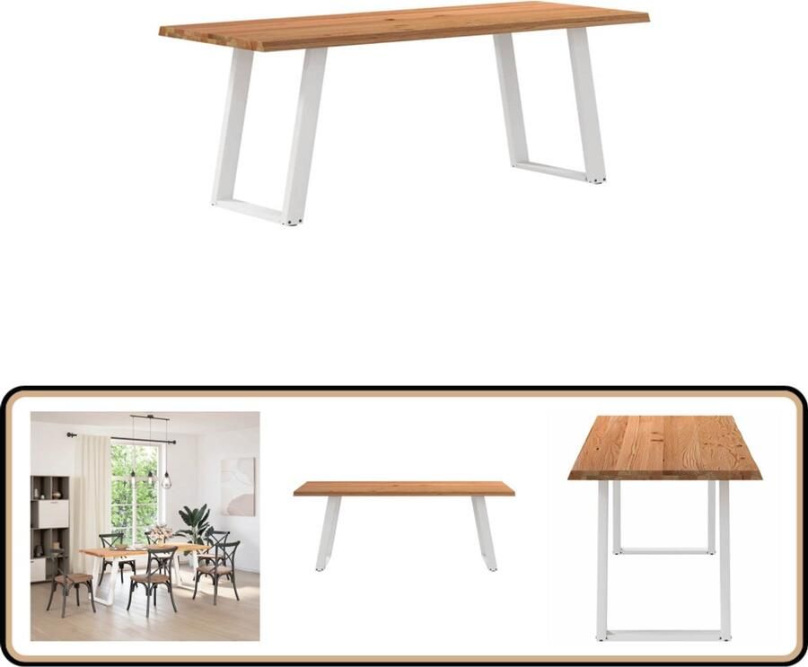 VidaXL Eettafel Massief Eikenhout 200x80 cm Eettafel Eettafels Eetkamertafel Keukentafel