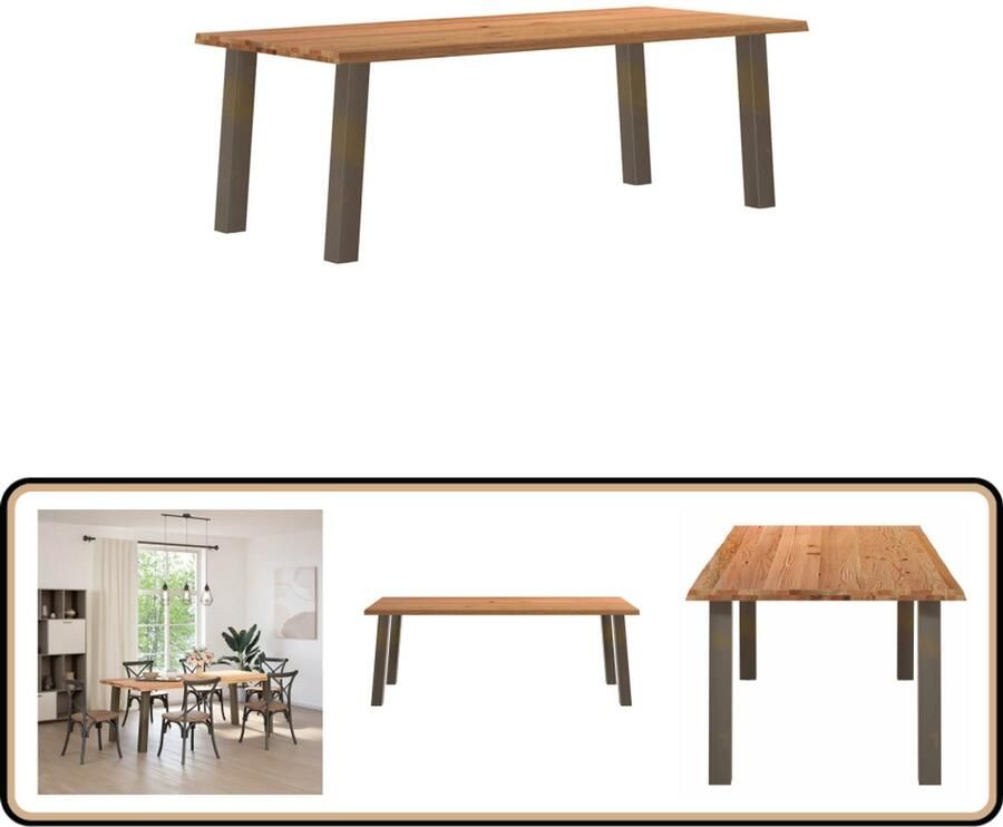 VidaXL Eettafel Massief Eikenhout 220x100x74 cm Eettafel Eettafels Eetkamertafel Keukentafel