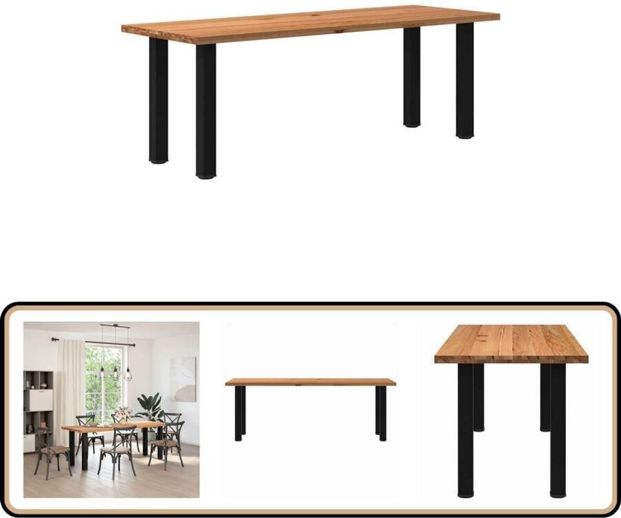 VidaXL Eettafel Massief Eikenhout 220x80x74 cm Eettafel Eettafels Eetkamertafel Keukentafel