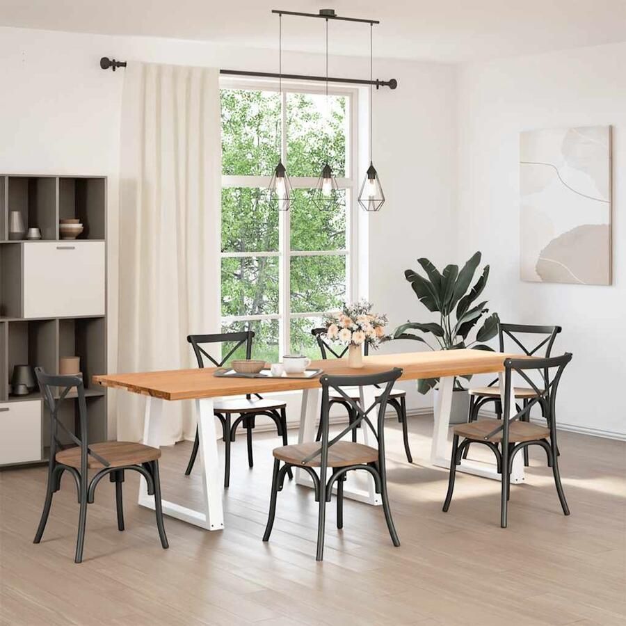 VidaXL Eettafel rechthoekig 280x90x74 cm massief eikenhout lichtbruin Eetkamertafel Eettafel Massief Eikenhout Rechte Eettafel Grote Eettafel Salontafel