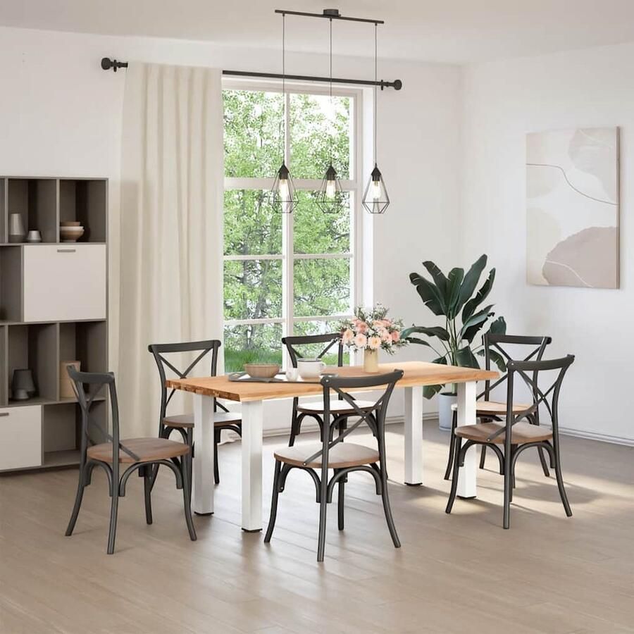 VidaXL Eettafel Massief Eikenhout Natuurlijke Rand Eetkamertafel Eikenhouten Tafel Salontafel Grote Tafel Rechte Tafel Vintage Tafel Industriële Tafel Landelijke Tafel