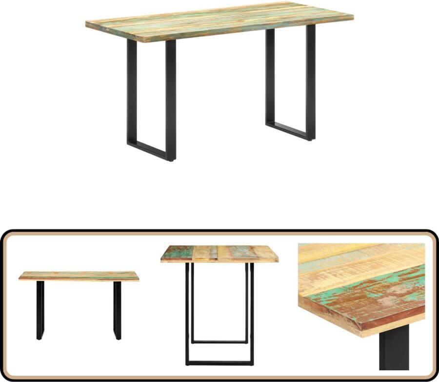 VidaXL Eettafel Massief gerecycled hout 140x70x76 cm Houten Eettafel Industrieel Design Gerecycled Hout Vintage Tafel Eethoek Meubilair