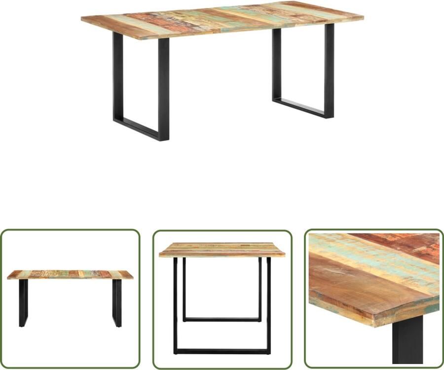 VidaXL Eettafel Massief Gerecycled Hout 180x90x76 cm Industriele Eettafel Hout Eettafel Multifunctioneel Meubilair Design Eettafel Landelijke Eettafel Salontafel Eetkamerstoel