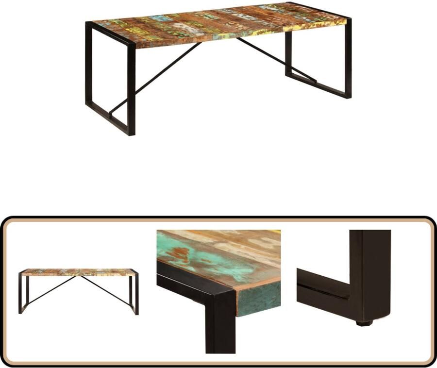 VidaXL Eettafel Massief Gerecycled Hout 220x100x75cm Antieke Tafel Keuken Tafel Eettafel Houten Tafel Recycled Wood Furniture