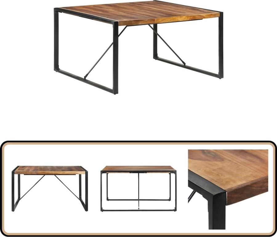 VidaXL Eettafel Massief Hout 140x140x75 cm Industriele Eettafel Industrieel Houten Eettafel Acaciahout Eettafel Rubberwood Eettafel