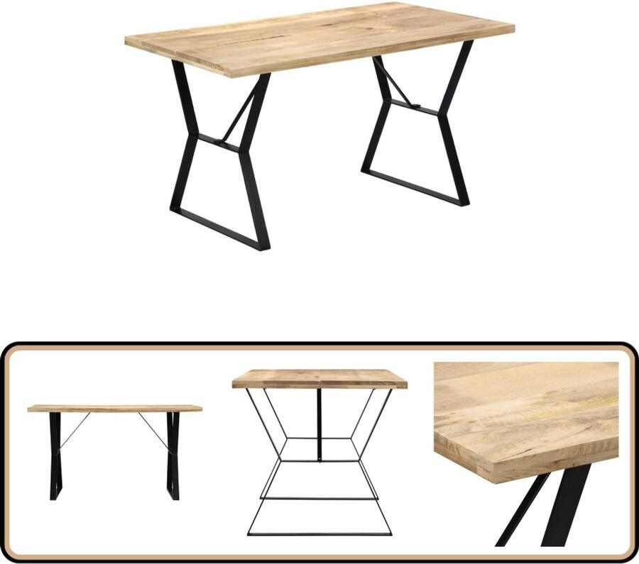VidaXL Eettafel Massief Mangohout 140x80x76 cm Eetkamertafel Industrieel Meubilair Mangohouten Tafel Salontafel Diningtable