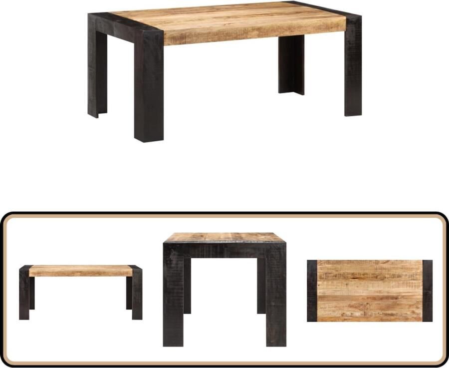 VidaXL Eettafel Massief Mangohout 180x90x76 cm Eettafel Industrieel Design Mangohout Salontafel Eetkamertafel