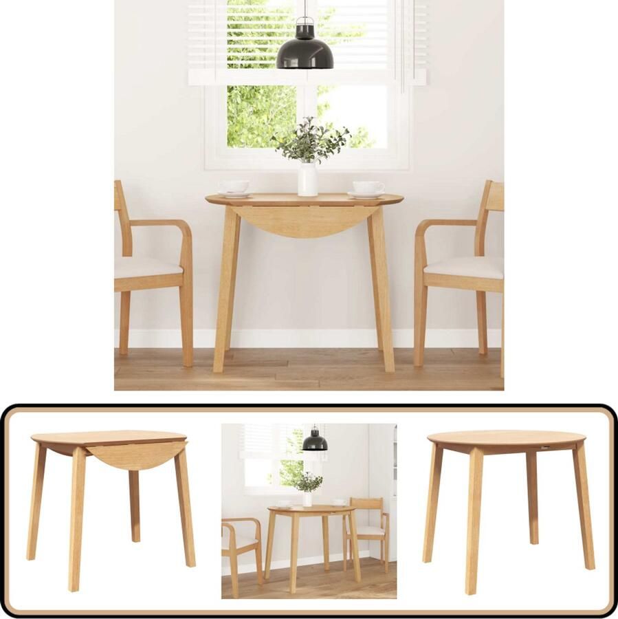 VidaXL Eettafel Massief Rubberhout 90x90 55 cm Eetkamertafel Houten Tafel Klaptafel Multifunctionele Tafel Salontafel