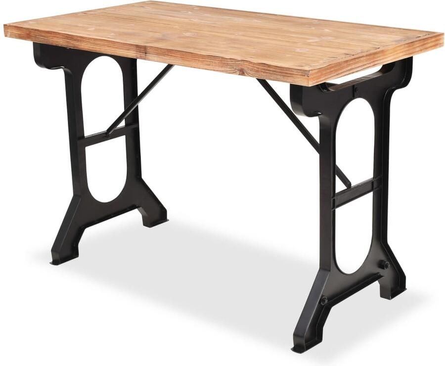 VidaXL Eettafel Massief Vurenhout 122x65x82 cm Eetkamertafel Salontafel Industriele Meubelen Vintage Tafel Hout Tafel Metalen Tafel Vurenhout Tafel Bruine Tafel - Foto 2