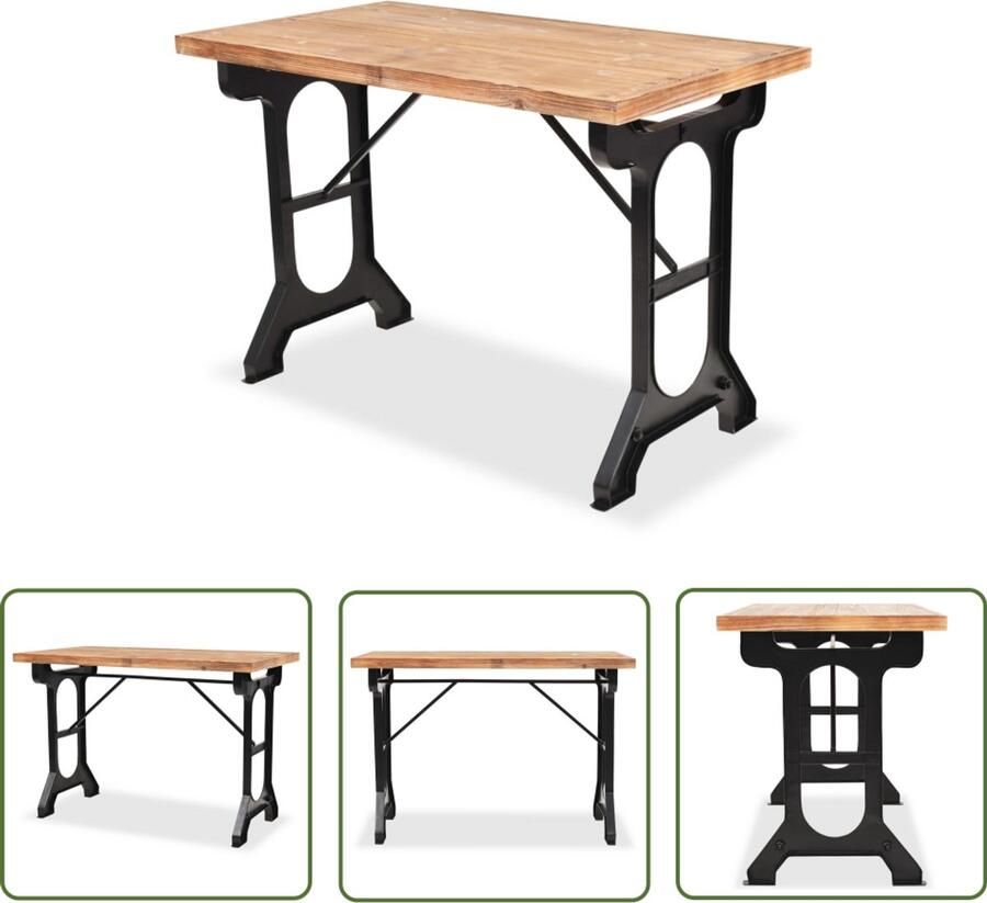VidaXL Eettafel Massief Vurenhout 122x65x82 cm Eetkamertafel Salontafel Industriele Meubelen Vintage Tafel Hout Tafel Metalen Tafel Vurenhout Tafel Bruine Tafel