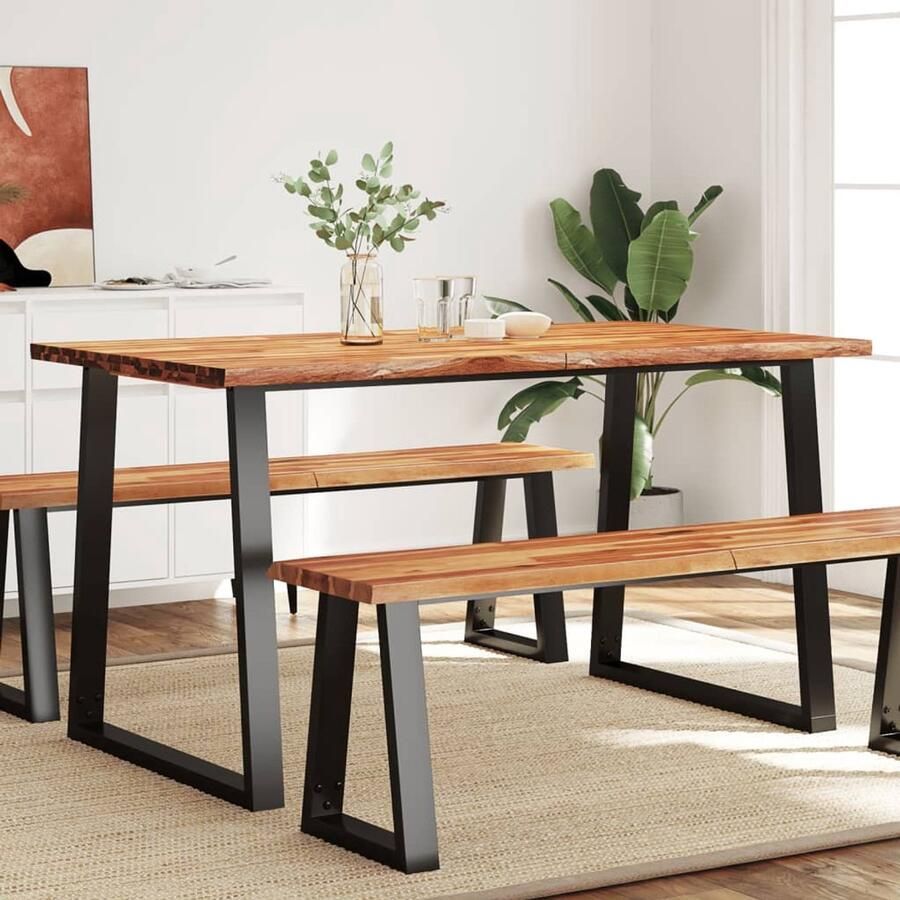 VidaXL Eettafel Eettafels Eetkamertafel Tafel -Eettafel-met-natuurlijke-rand-140x80x75-cm-massief-acaciahout