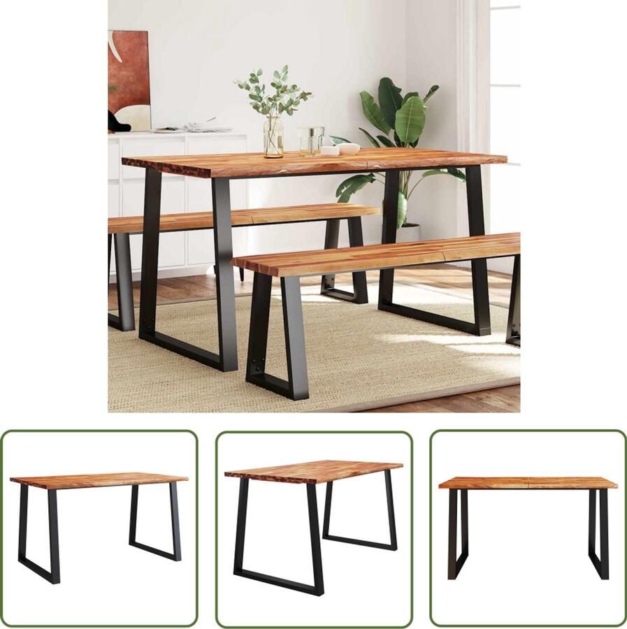 VidaXL Eettafel met natuurlijke rand 140x80x75 cm massief acaciahout