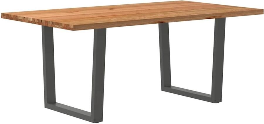 VidaXL Eettafel met natuurlijke rand 180x100x74 cm massief eikenhout - Foto 2