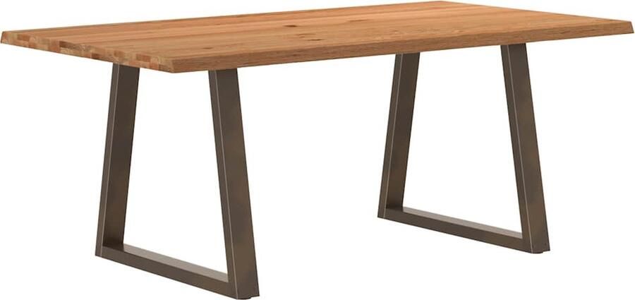 VidaXL Eettafel met natuurlijke rand 180x100x74 cm massief eikenhout