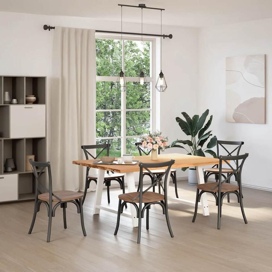 VidaXL Eettafel 180x120x74 cm Massief Eikenhout Eettafel Eetkamertafel Houten Tafel Massief Eikenhout Landelijke Stijl Vintage Tafel Salontafel Grote Tafel Ovale Tafel