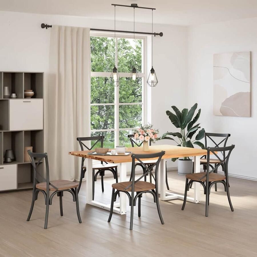 VidaXL Eettafel Massief Eikenhout 180x120x74 cm Eetkamertafel Eikenhouten Tafel Massief Eikenhout Grote Eettafel Ronde Eettafel Salontafel Diningtable Keukenmeubilair Modern Design Landelijke Stijl