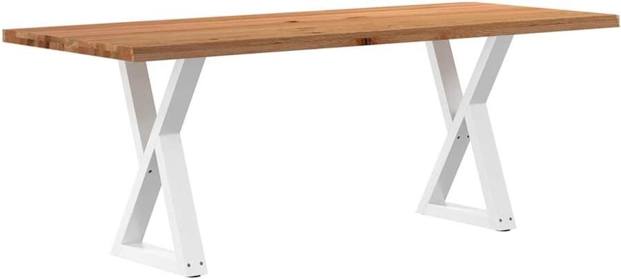 VidaXL Eettafel met natuurlijke rand 200x80x74 cm eikenhout lichtbruin