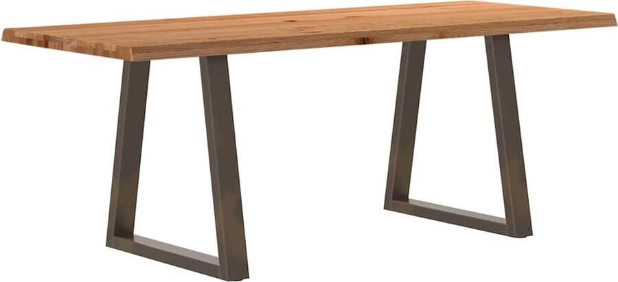 VidaXL Eettafel met natuurlijke rand 200x80x74 cm massief eikenhout