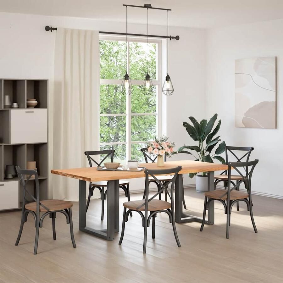 VidaXL Eettafel 220x100x74 cm Massief Eikenhout Eettafel Houten Tafel Eikentafel Salontafel Diningtable Keukenmeubilair Massief Eikenhout Vintage Tafel Landelijke Tafel