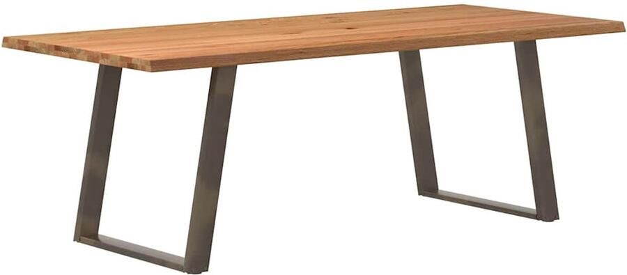 VidaXL Eettafel met natuurlijke rand 220x100x74 cm massief eikenhout