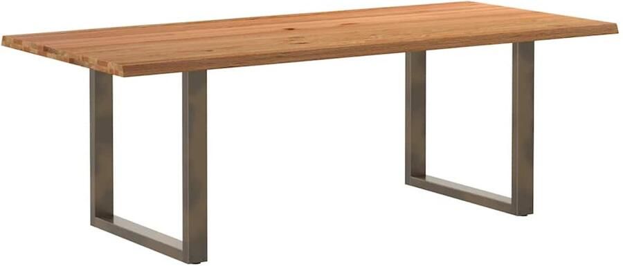 VidaXL Eettafel met natuurlijke rand 220x100x74 cm massief eikenhout