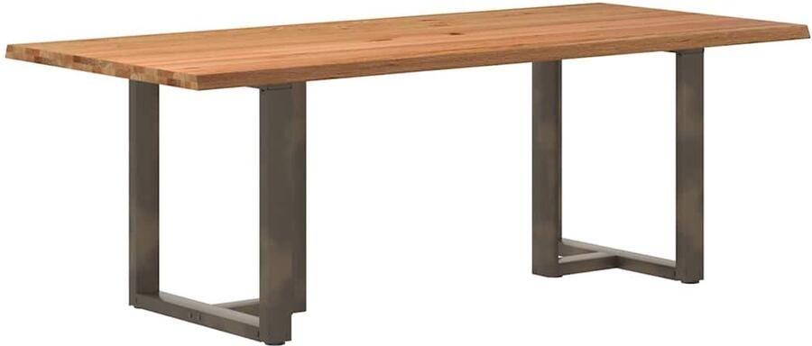 VidaXL Eettafel met natuurlijke rand 220x100x74 cm massief eikenhout