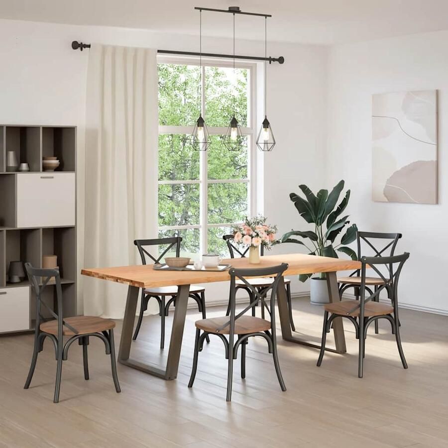 VidaXL Eettafel met natuurlijke rand 220x100x74 cm massief eikenhout - Foto 2