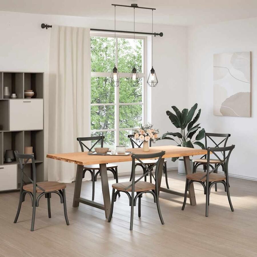 VidaXL Eettafel met natuurlijke rand 220x100x74 cm massief eikenhout