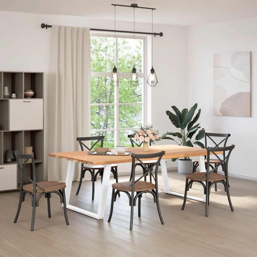 VidaXL Eettafel met natuurlijke rand 220x120x74 cm massief eikenhout