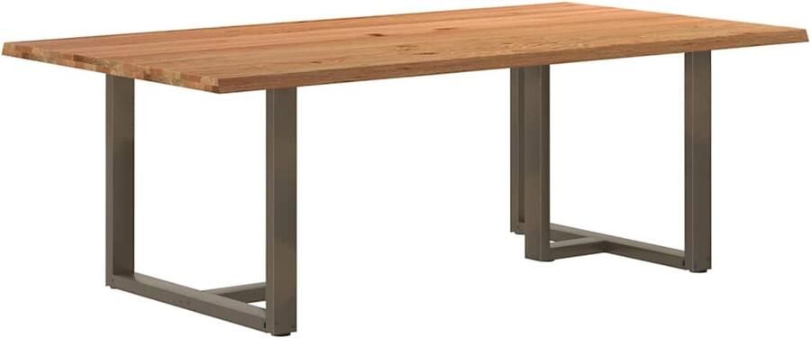 VidaXL Eettafel met natuurlijke rand 220x120x74 cm massief eikenhout