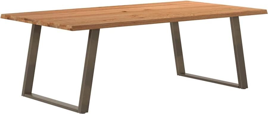 VidaXL Eettafel met natuurlijke rand 220x120x74 cm massief eikenhout