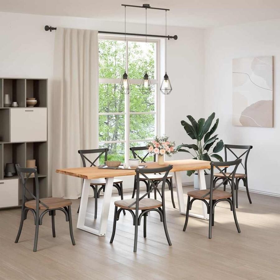 VidaXL Eettafel met natuurlijke rand 220x80x74 cm massief eikenhout