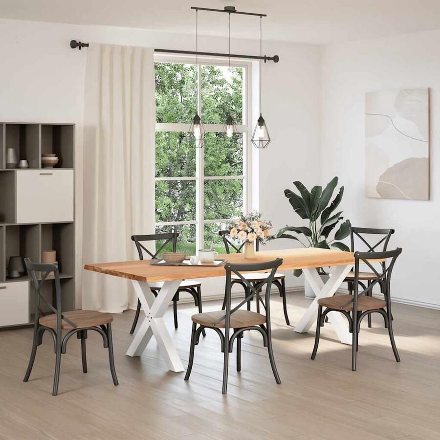 VidaXL Eettafel 240x100 cm Massief Eikenhout Eettafel Houten Eettafel Eikentafel Salontafel Diningtable Keukenmeubilair Massief Eikenhout Landelijke Eettafel Industriële Eettafel