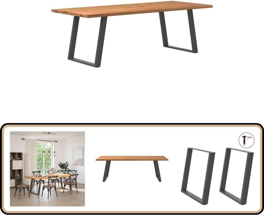 VidaXL Eettafel 240x100x74 cm Massief Eikenhout Eettafel Eettafels Eetkamertafel Keukentafel - Foto 2