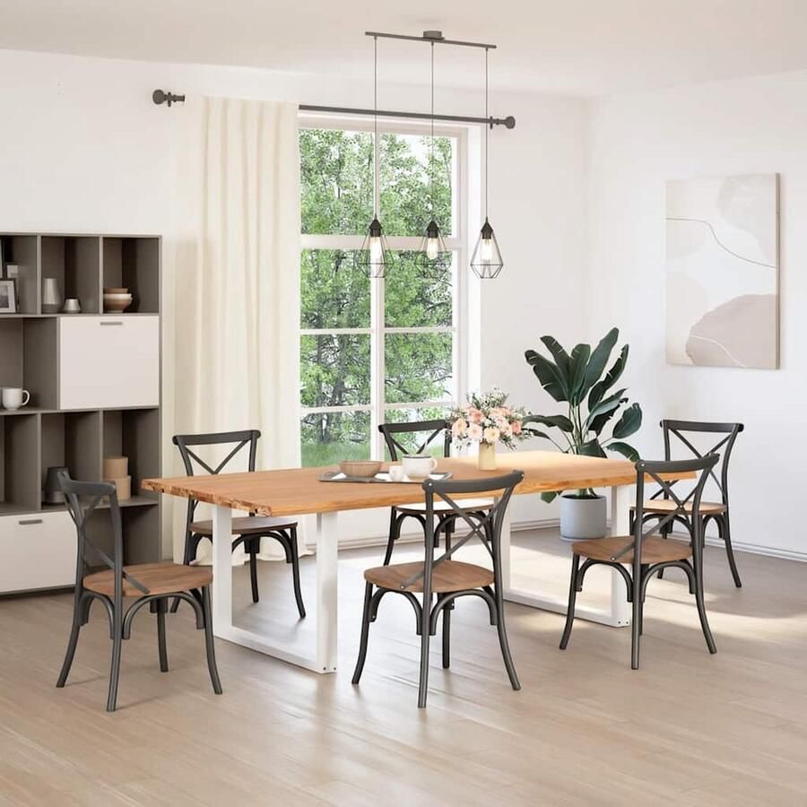 VidaXL Eettafel 240x120 cm Massief Eikenhout Eetkamertafel Eikenhouten Tafel Grote Eettafel Salontafel Diningtable Massief Eikenhout Landelijke Tafel Industriële Tafel