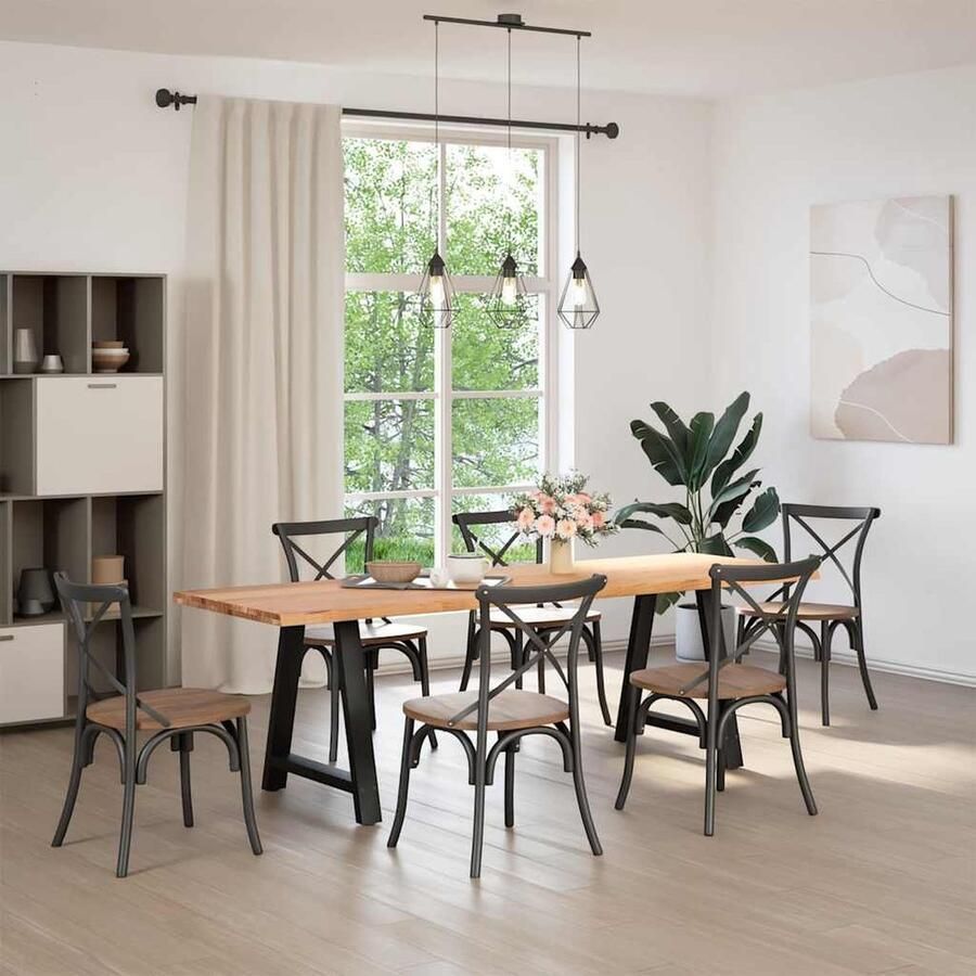 VidaXL Eettafel Rechthoekig 240x80x74 cm Eikenhout Eettafel Houten Tafel Eikentafel Salontafel Diningtable Keukenmeubilair Eetkamerset Grote Tafel Rechte Tafel