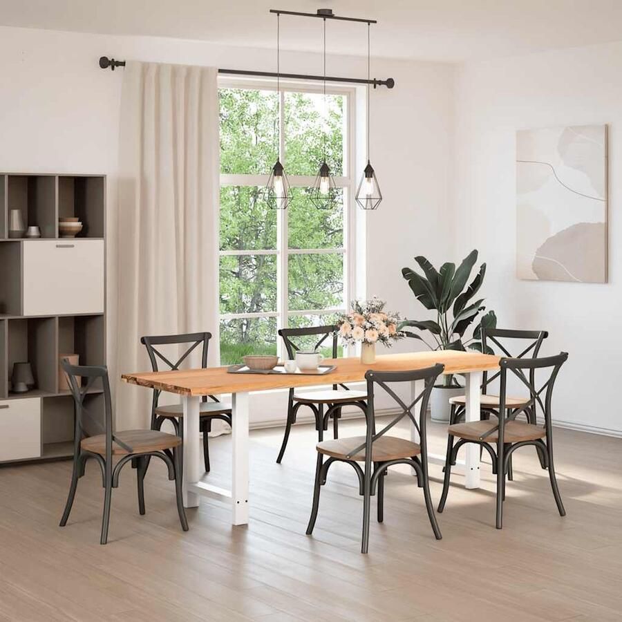 VidaXL Eettafel massief eiken 240x80x74 cm Eetkamertafel Eikenhouten Tafel Salontafel Diningtable Houtsoort Massief Eikenhout Vintage Tafel Industriële Tafel