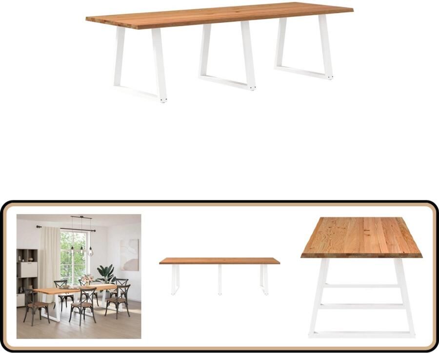 VidaXL Eettafel met natuurlijke rand 280x100x74 cm massief eikenhout
