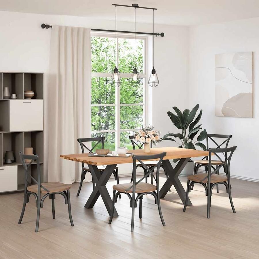 VidaXL Eettafel Massief Eikenhout 200x100 cm Eetkamertafel Salontafel Houten Tafel Eikenhouten Tafel Grote Tafel Lange Tafel Design Tafel Landelijke Tafel Industriële Tafel